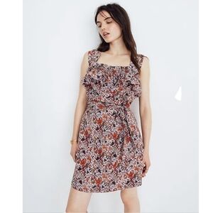 Madewell X Karen Walker Womens Silk Floral Rosalie Ruffled Dress 24 New!